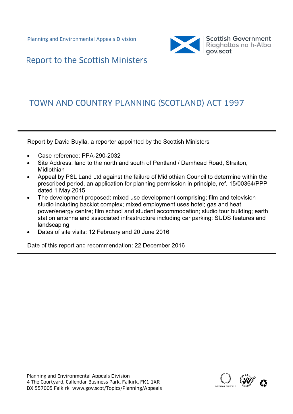 Report to the Scottish Ministers