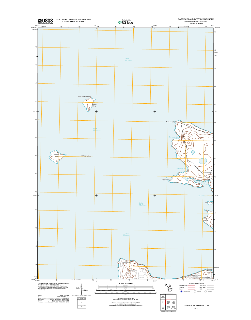 USGS 7.5-Minute Image Map for Garden Island West, Michigan