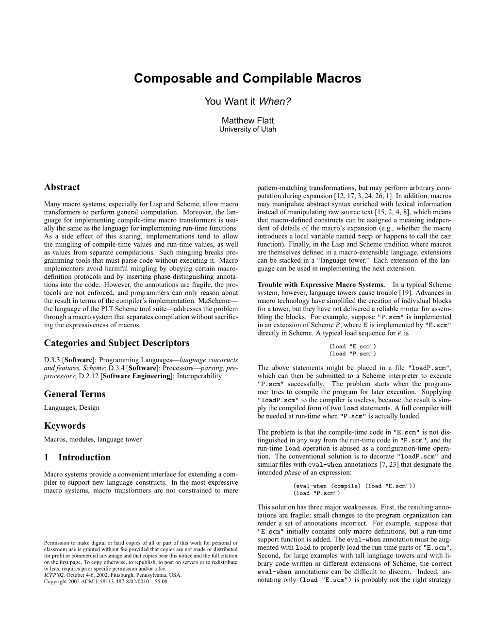 Composable and Compilable Macros