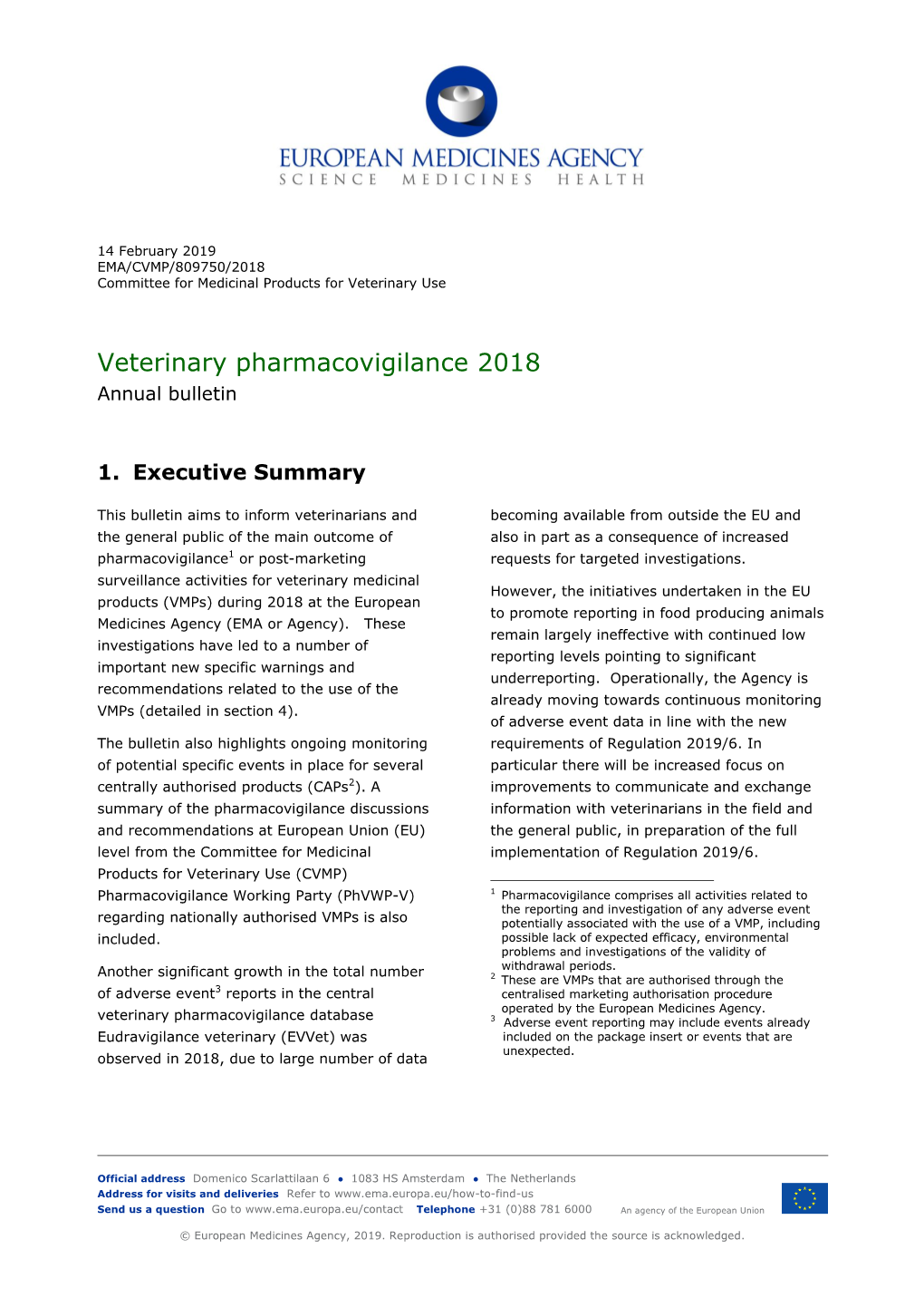 Veterinary Pharmacovigilance Public Bulletin 2018