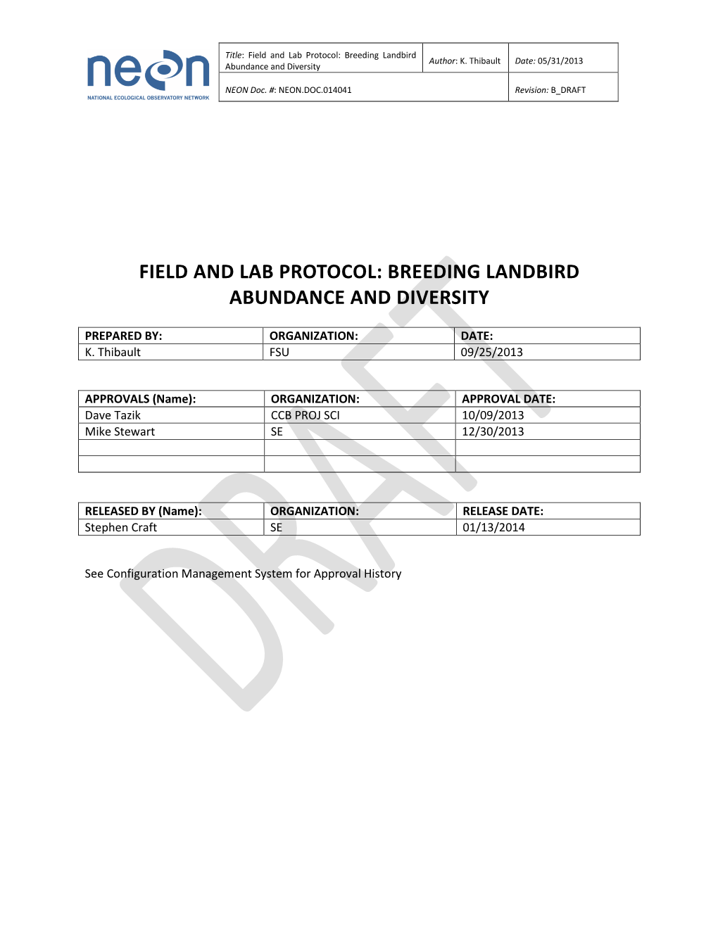 Field and Lab Protocol: Breeding Landbird Author: K