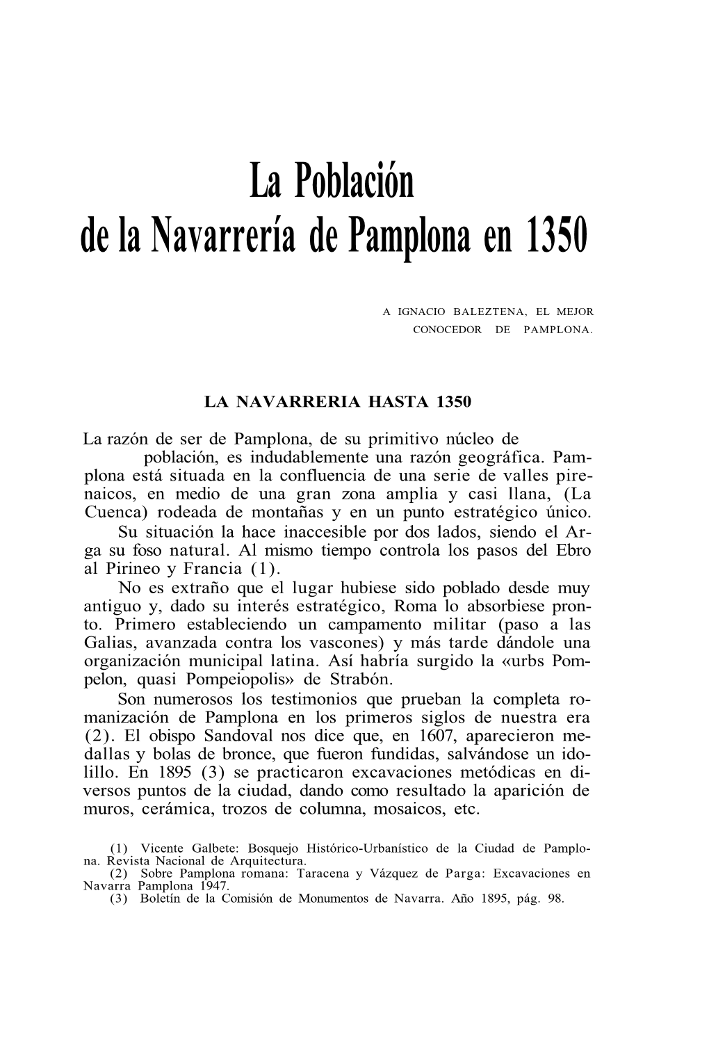La Población De La Navarrería De Pamplona En 1350