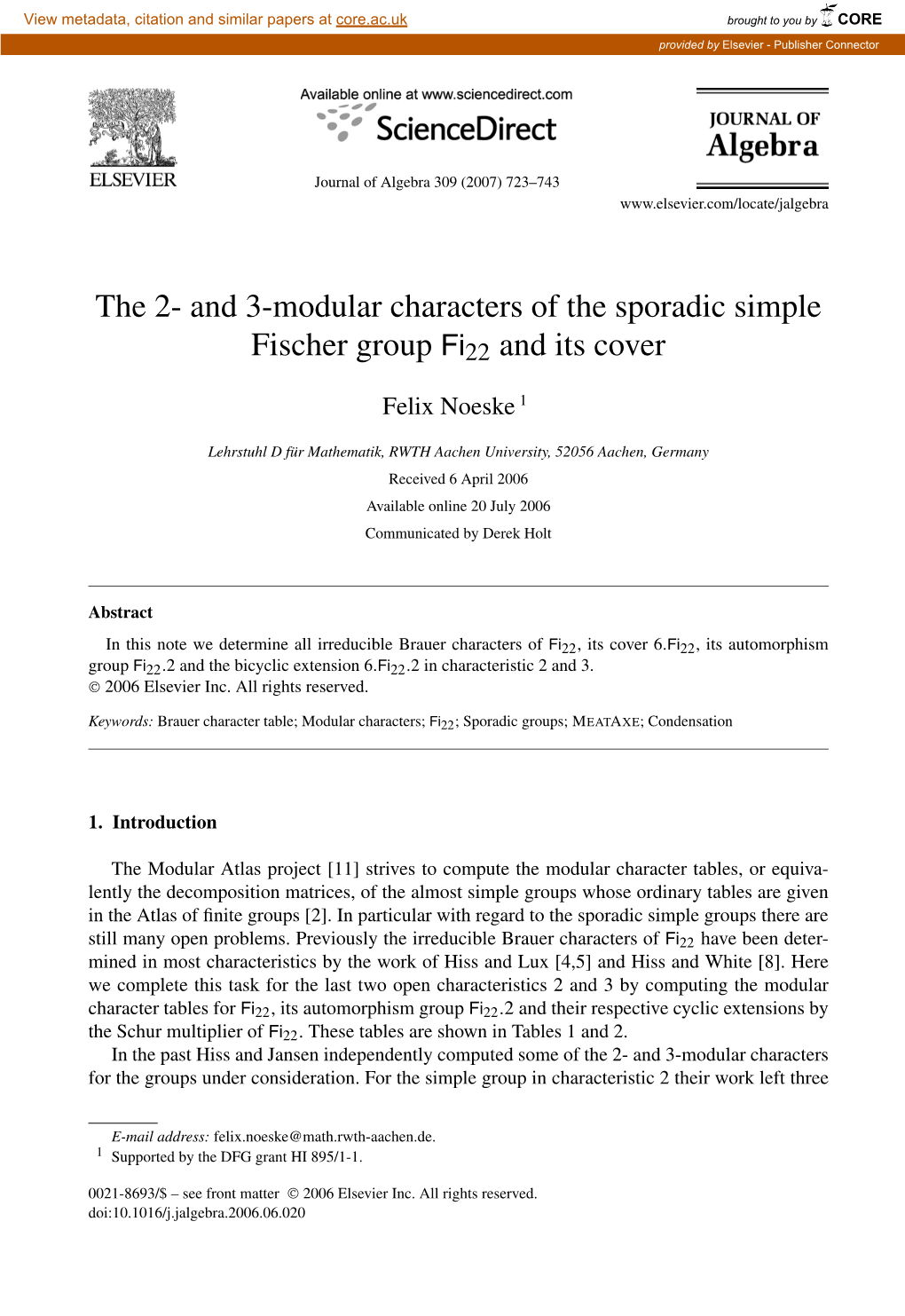 And 3-Modular Characters of the Sporadic Simple Fischer Group Fi22 and Its Cover
