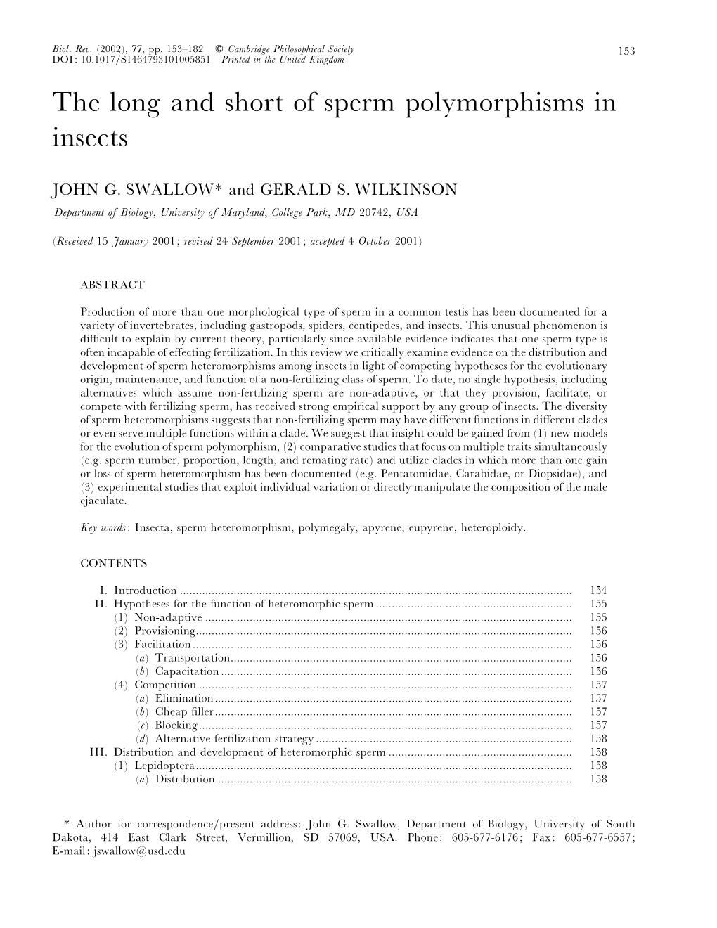 The Long and Short of Sperm Polymorphisms in Insects