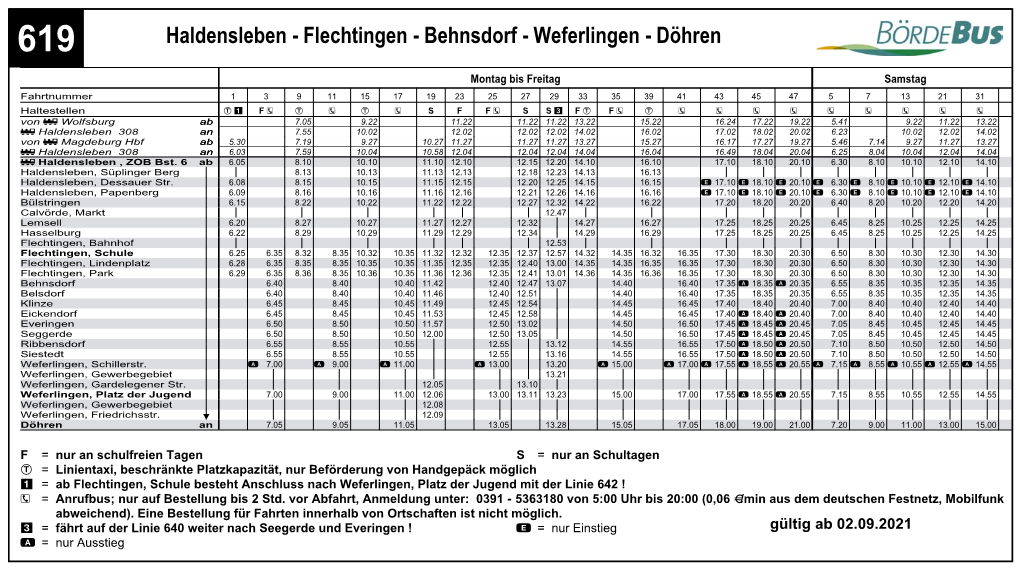 619 Haldensleben - Flechtingen - Behnsdorf - Weferlingen - Döhren