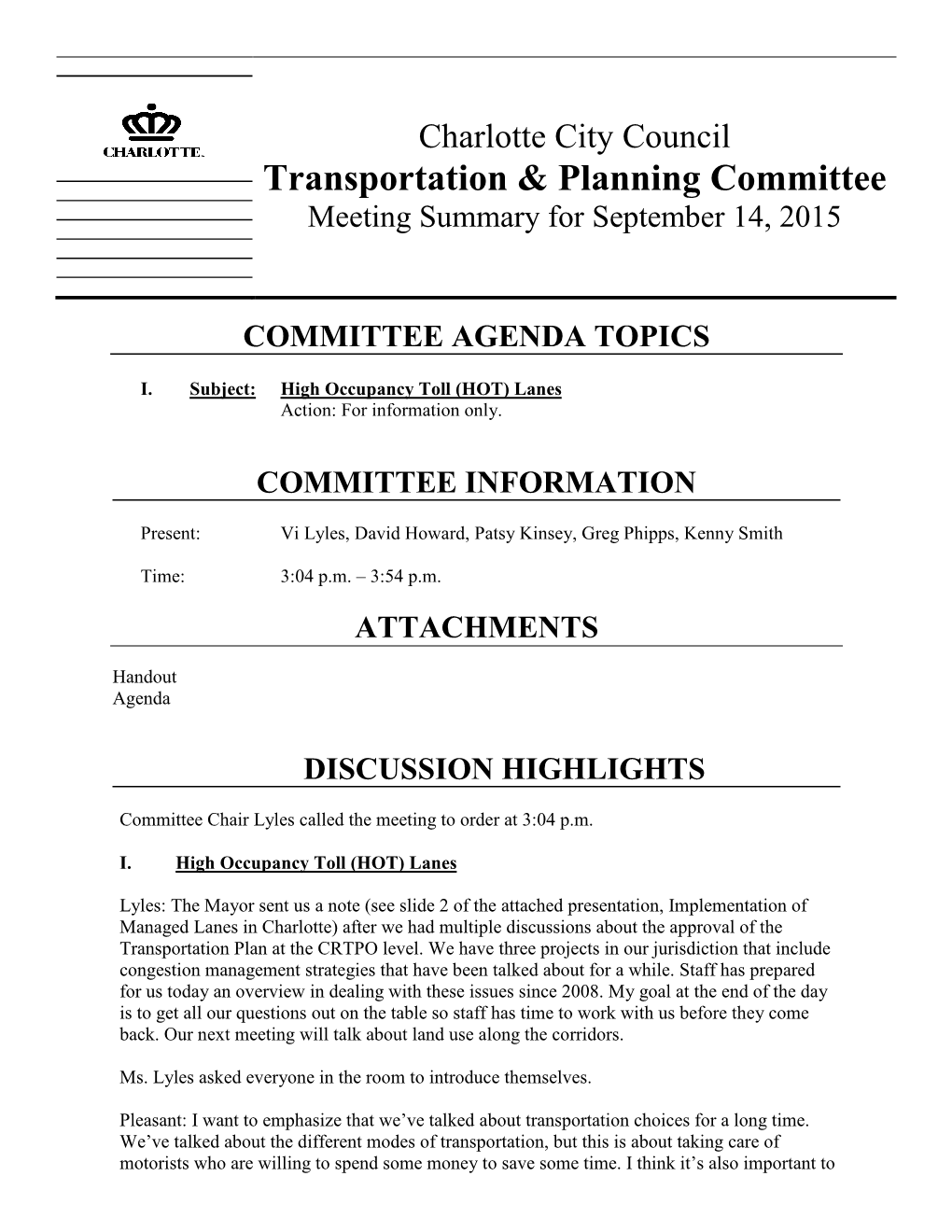 Transportation & Planning Committee