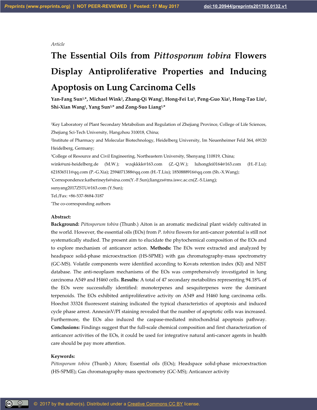 The Essential Oils from Pittosporum Tobira Flowers Display