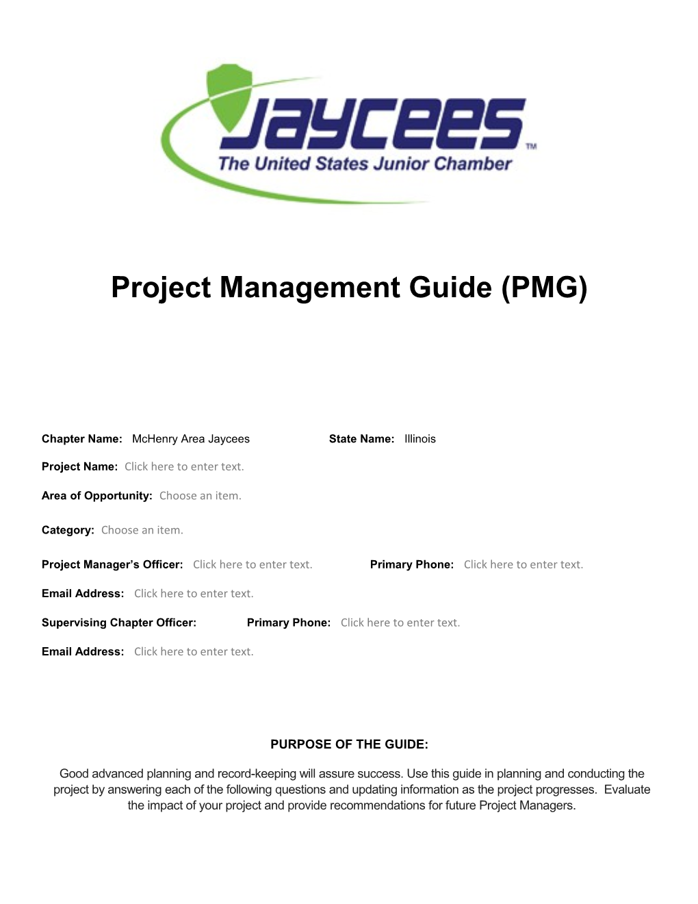 Project Management Guide (PMG)