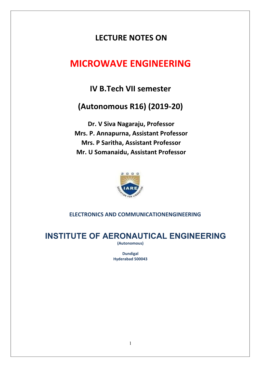 Microwave Engineering