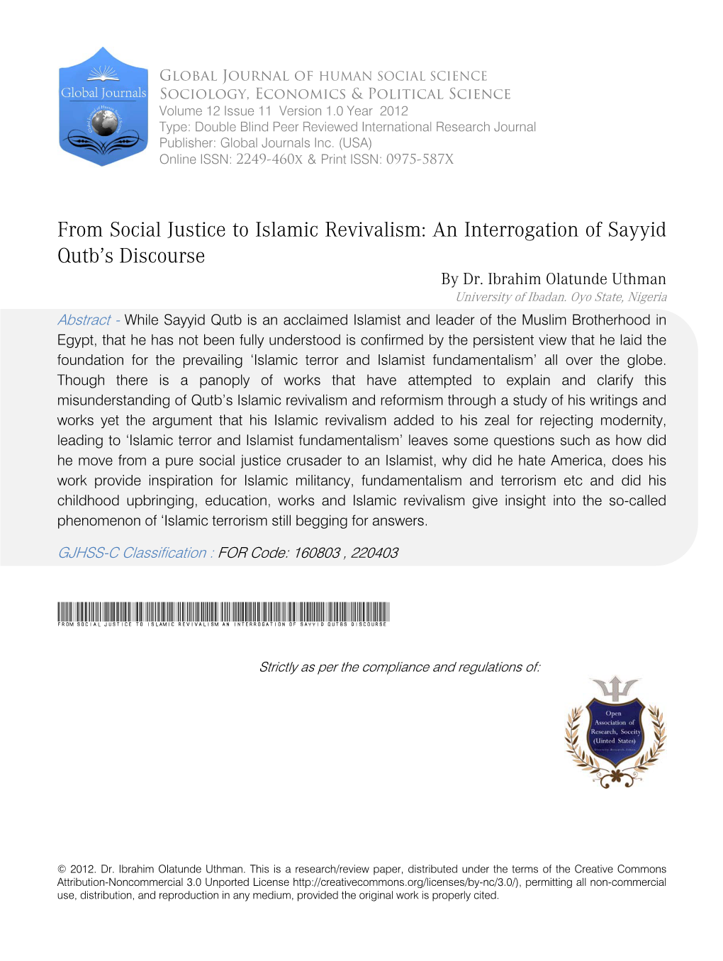 An Interrogation of Sayyid Qutb's Discourse