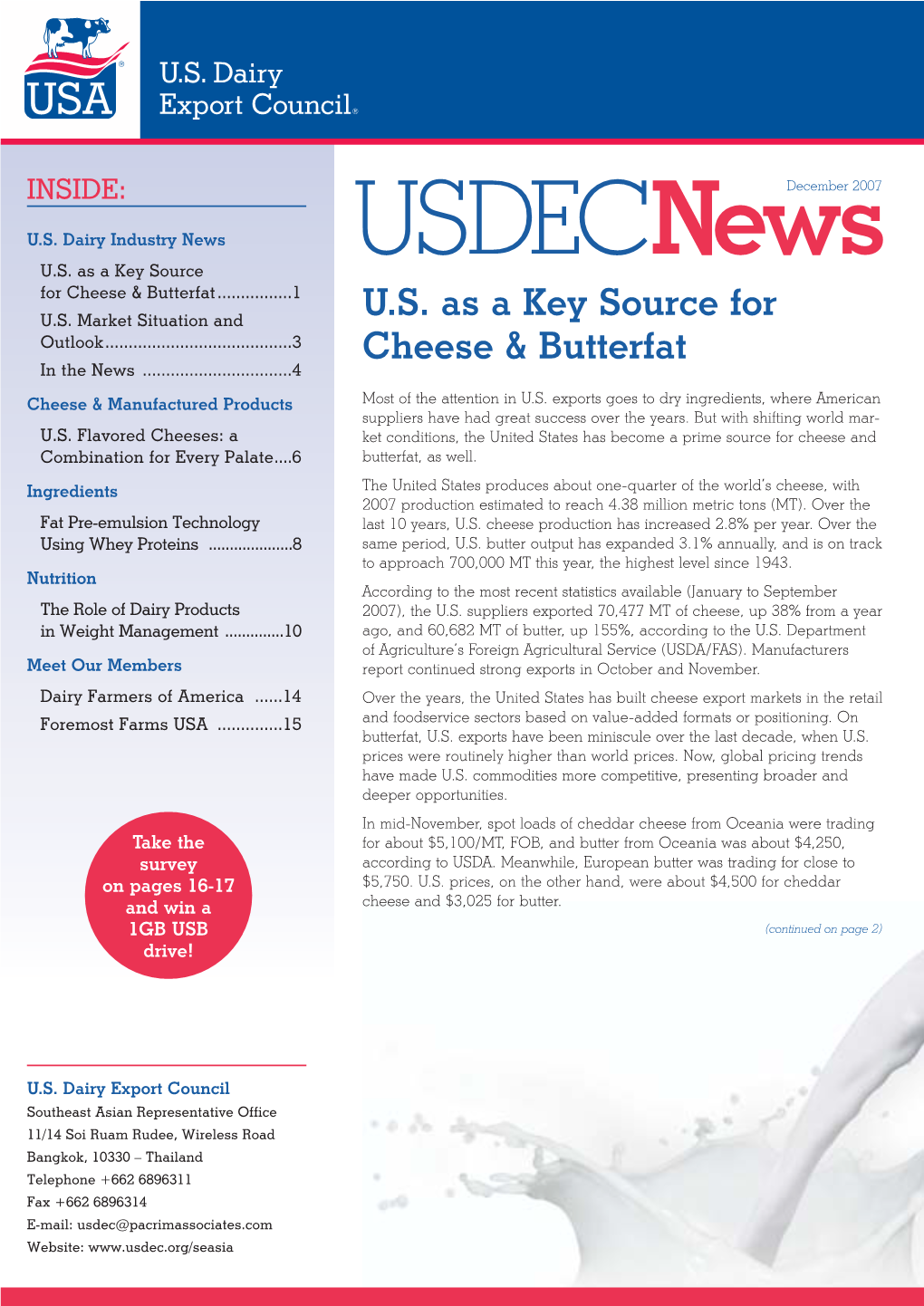 U.S. As a Key Source for Cheese & Butterfat