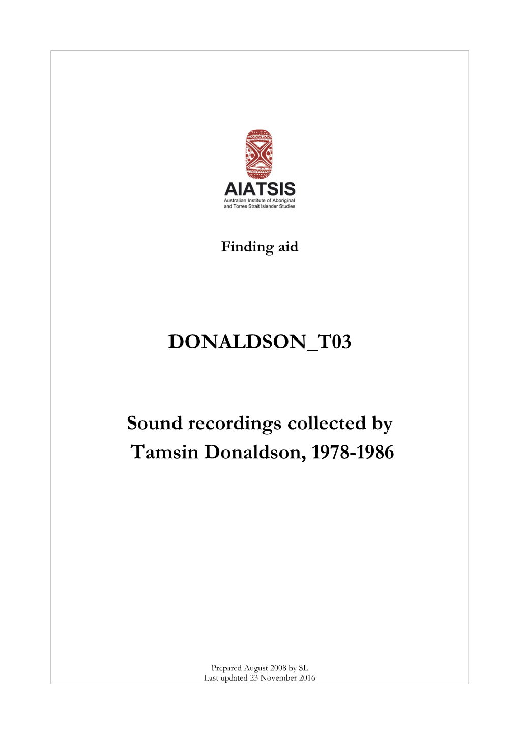 Guide to Sound Recordings by Tamsin Donaldson
