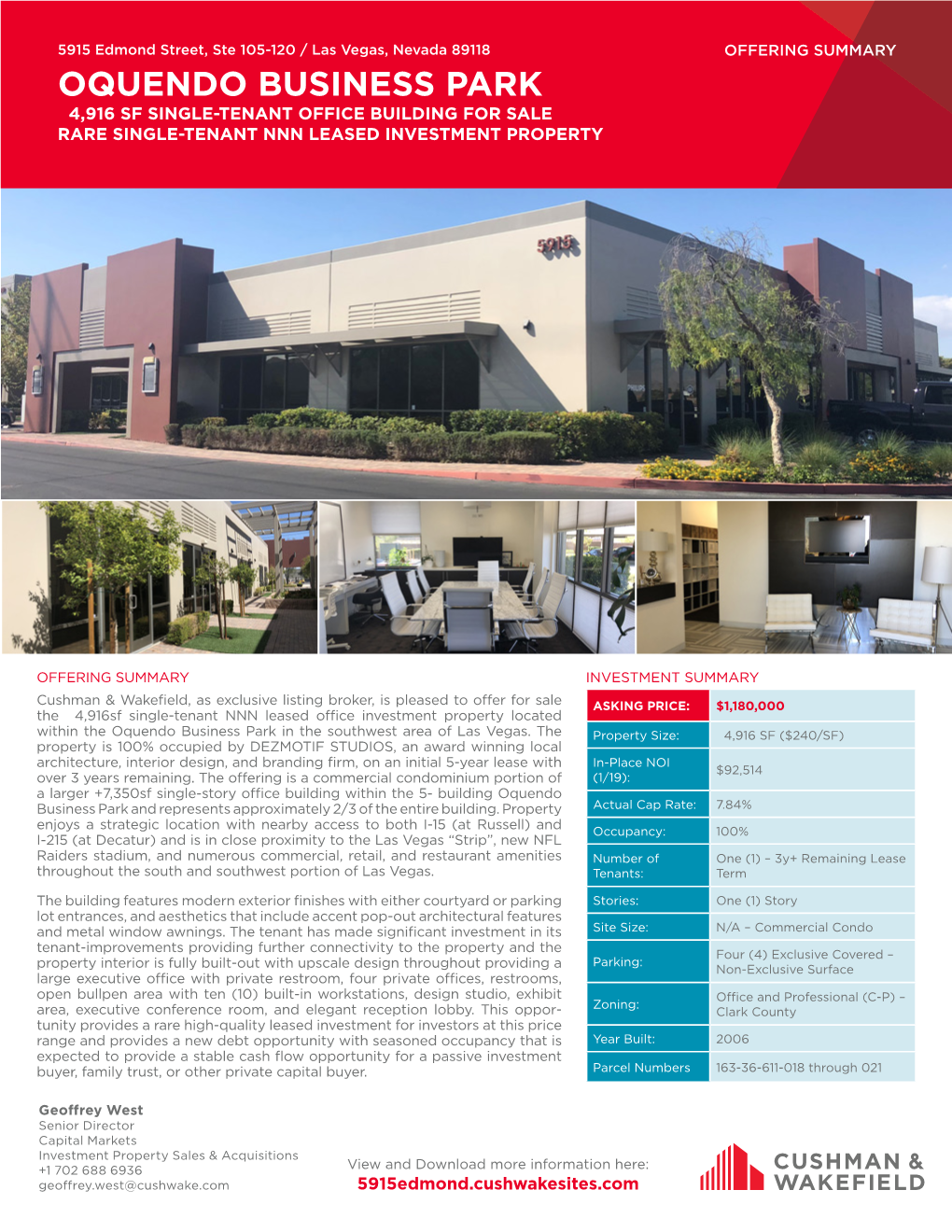 Oquendo Business Park ±4,916 Sf Single-Tenant Office Building for Sale Rare Single-Tenant Nnn Leased Investment Property