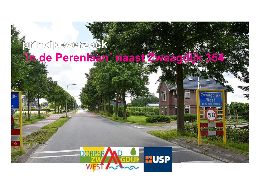 Principeverzoek ´In De Perenlaan´ Naast Zwaagdijk 354 Inhoud