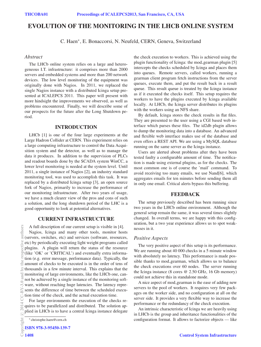 THCOBA01 Proceedings of ICALEPCS2013, San Francisco, CA, USA EVOLUTION of the MONITORING in the LHCB ONLINE SYSTEM