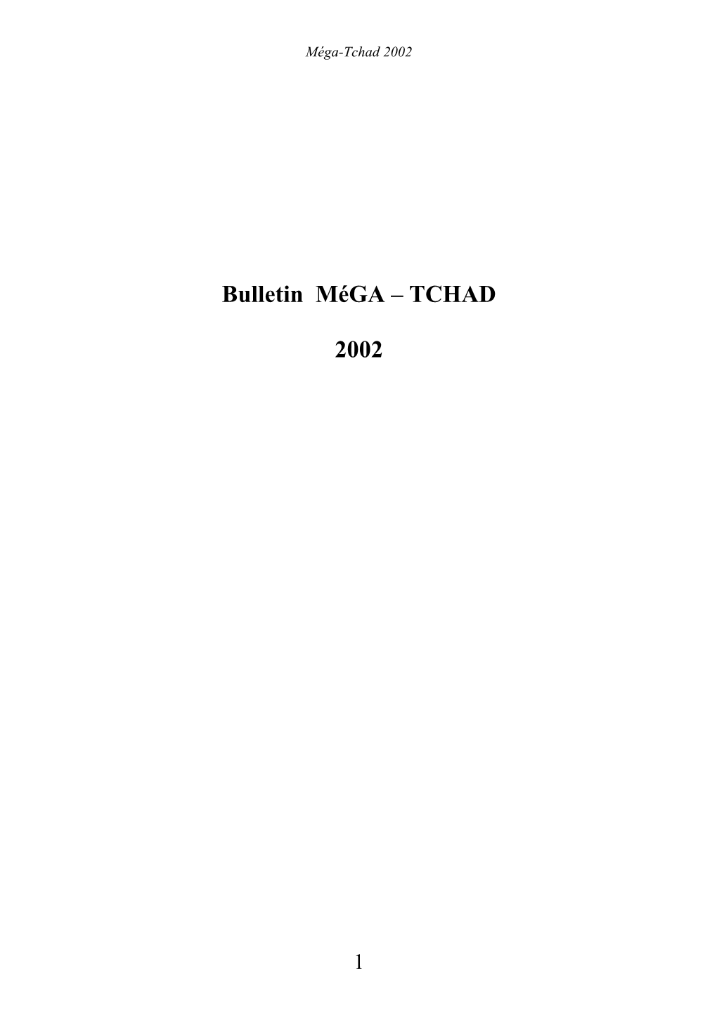 Bulletin Méga – TCHAD 2002