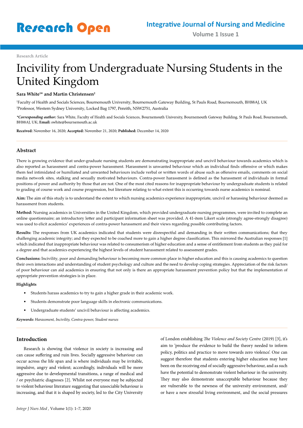Incivility from Undergraduate Nursing Students In