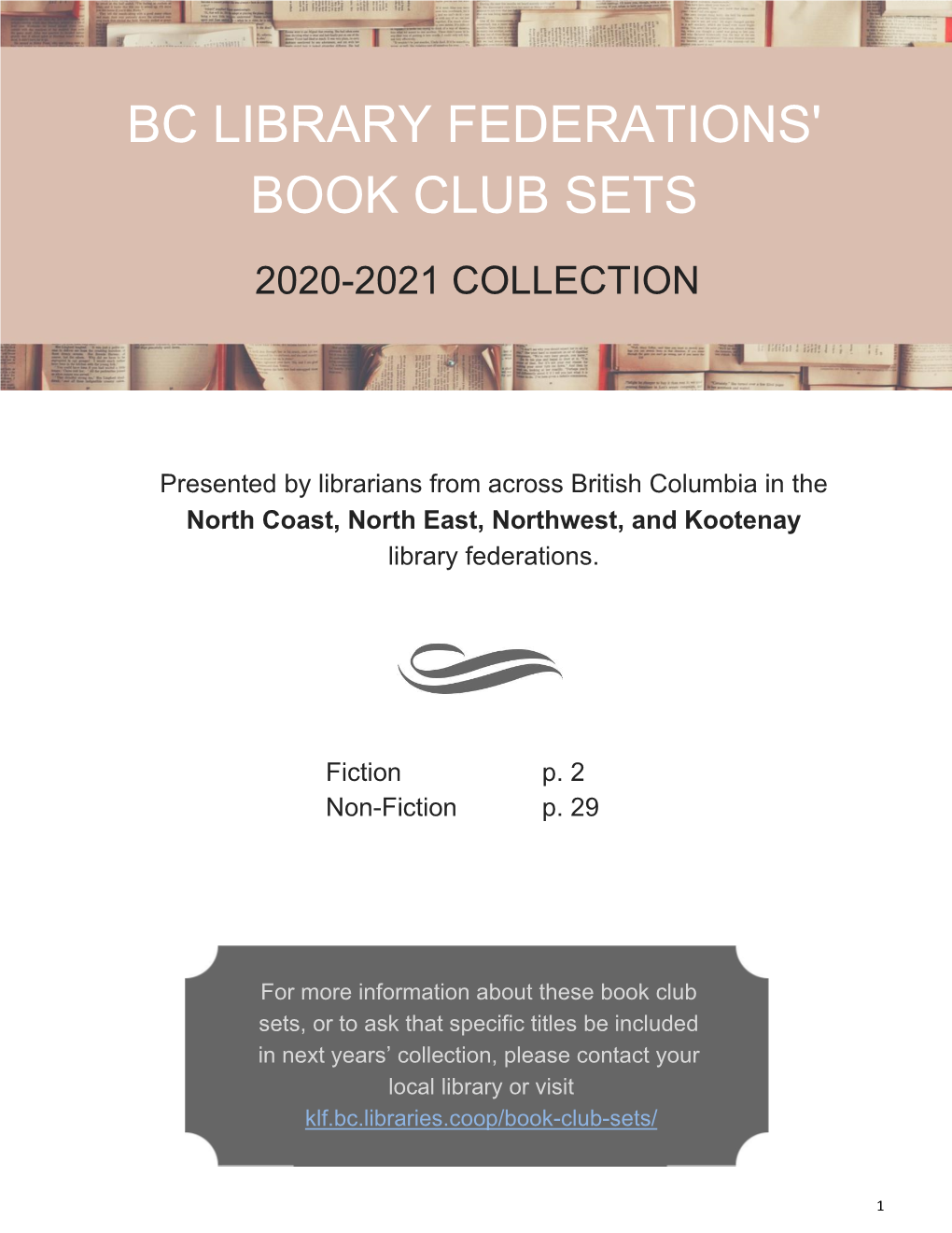 Bc Library Federations' Book Club Sets