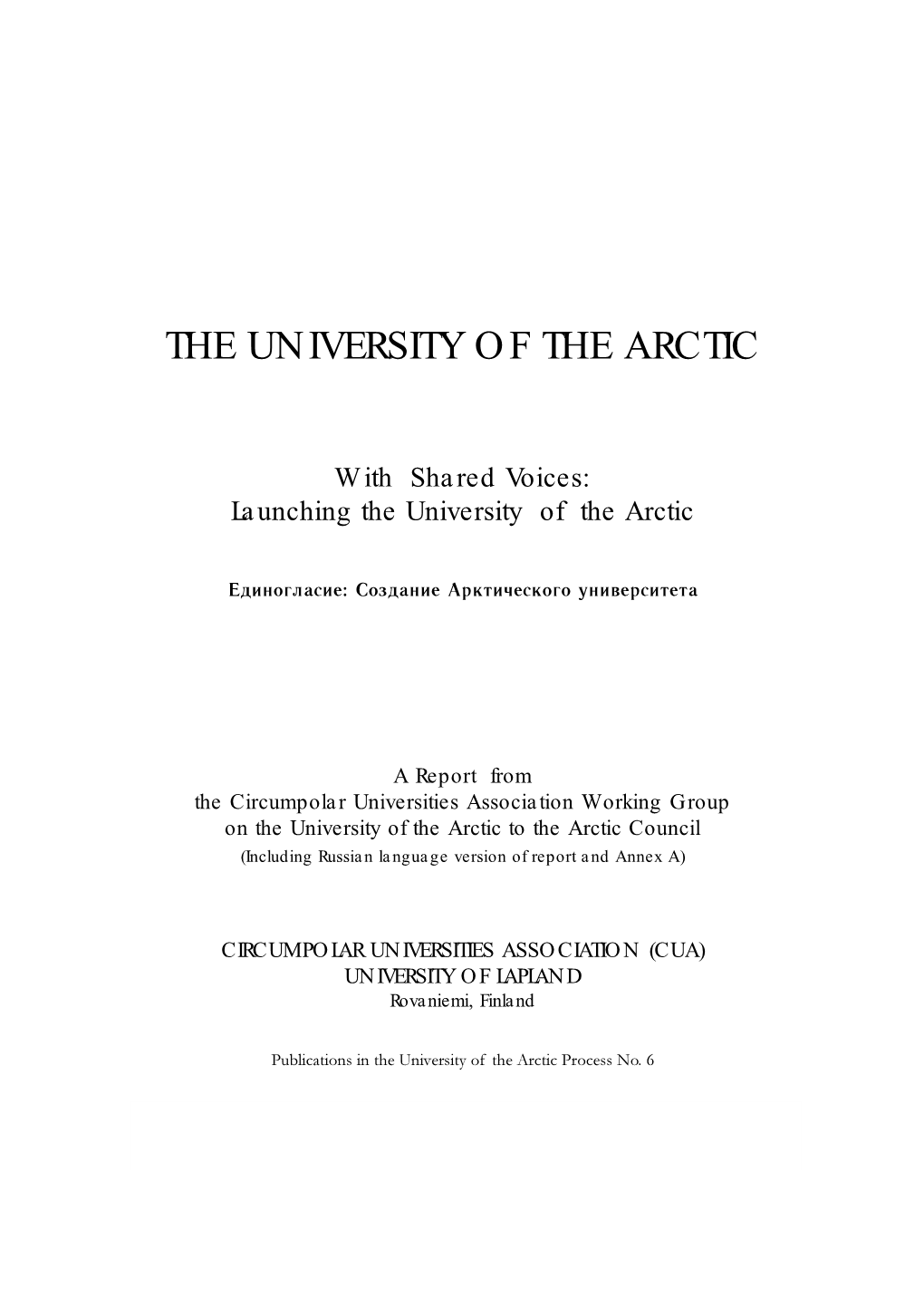 Launching the University of the Arctic