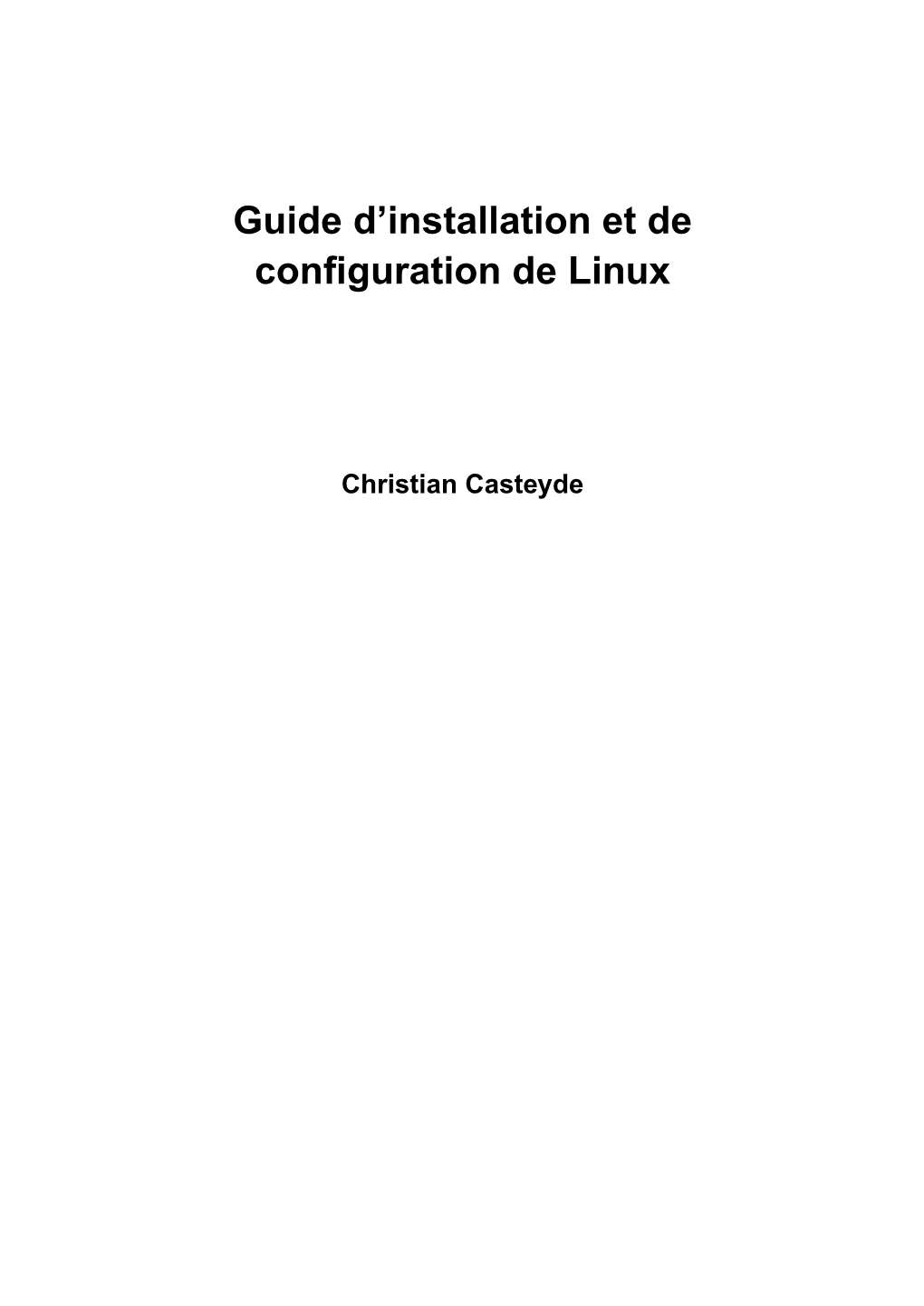 Guide D'installation Et De Configuration De Linux