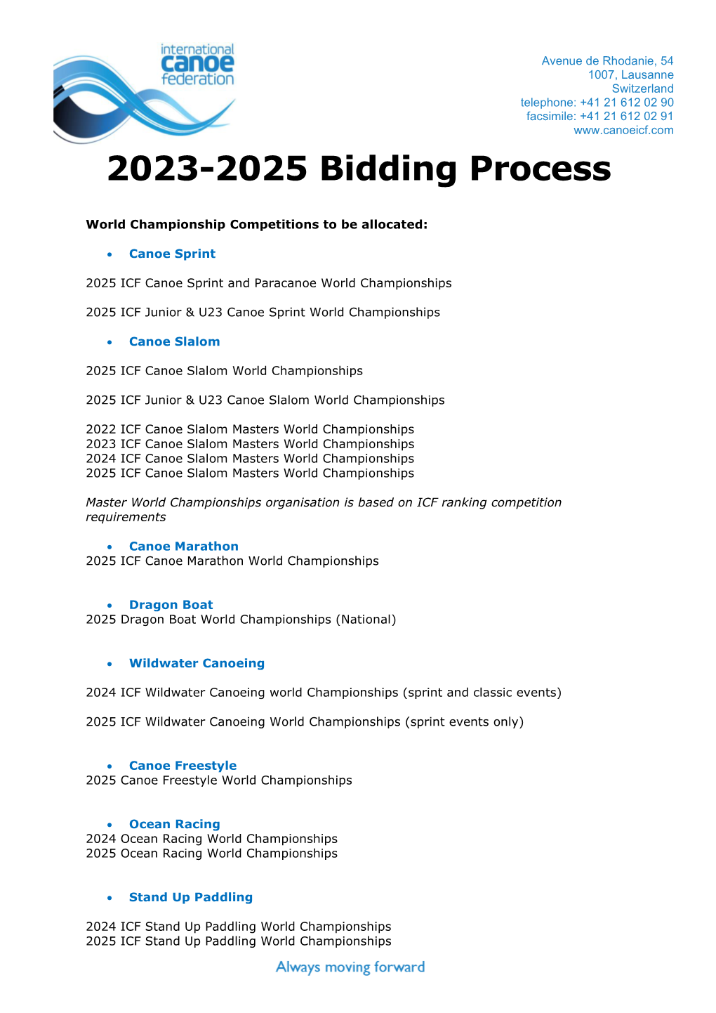 2023-2025 Bidding Process