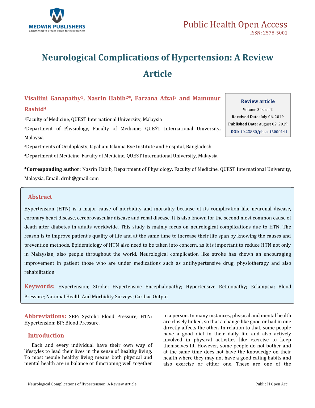 Neurological Complications of Hypertension: a Review Article