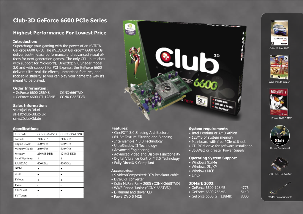 Club-3D Geforce 6600 Pcie Series