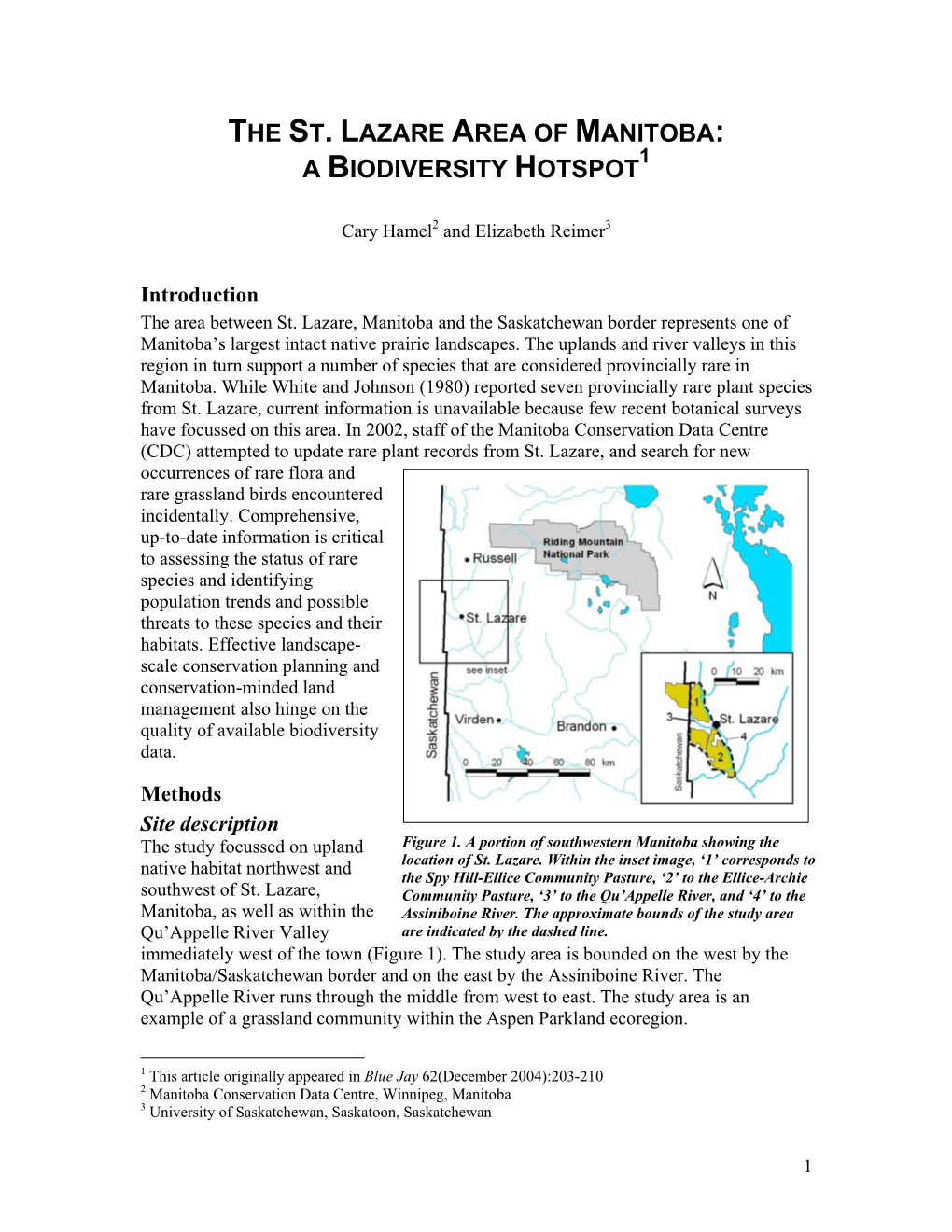 The St. Lazare Area of Manitoba: a Biodiversity