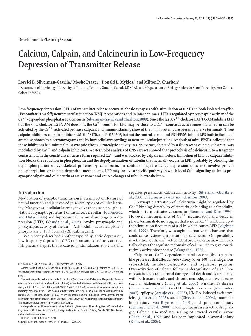 Calcium, Calpain, and Calcineurin in Low-Frequency Depression of Transmitter Release