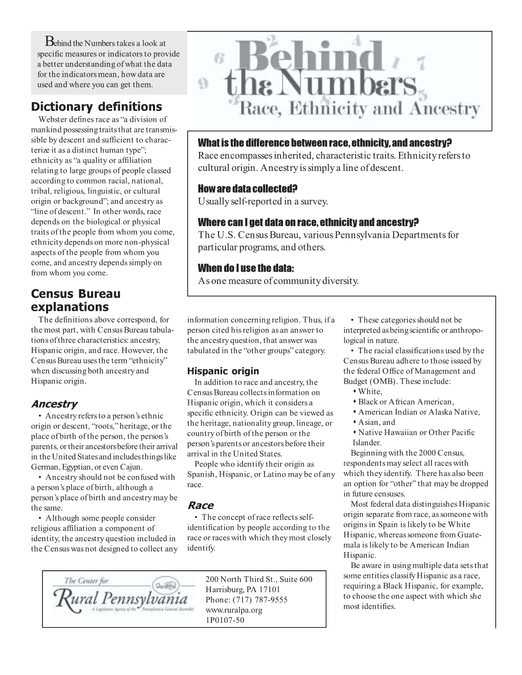 Race, Ethnicity and Ancestry? Traits of the People from Whom You Come, the U.S