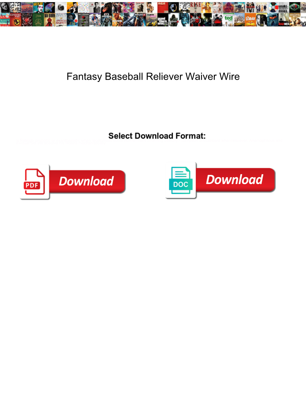 Fantasy Baseball Reliever Waiver Wire