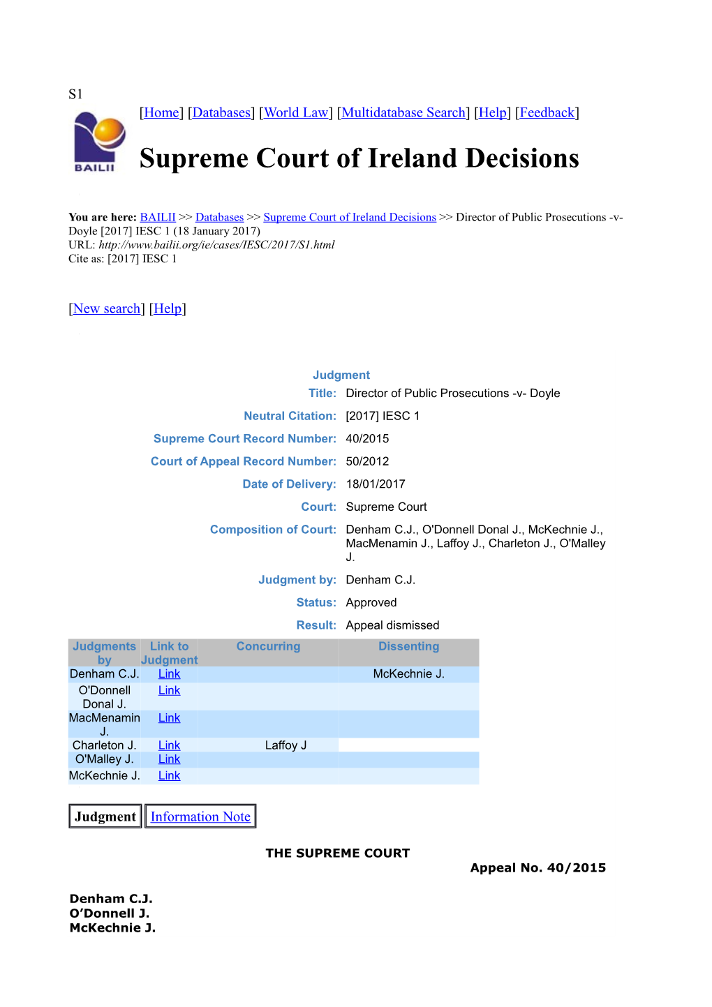 Supreme Court of Ireland Decisions