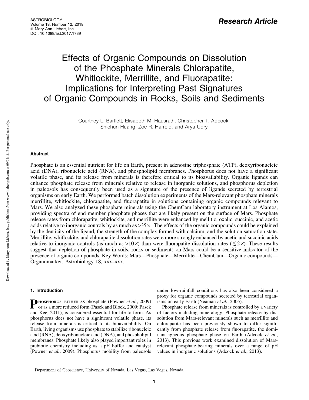 Effects of Organic Compounds on Dissolution of The