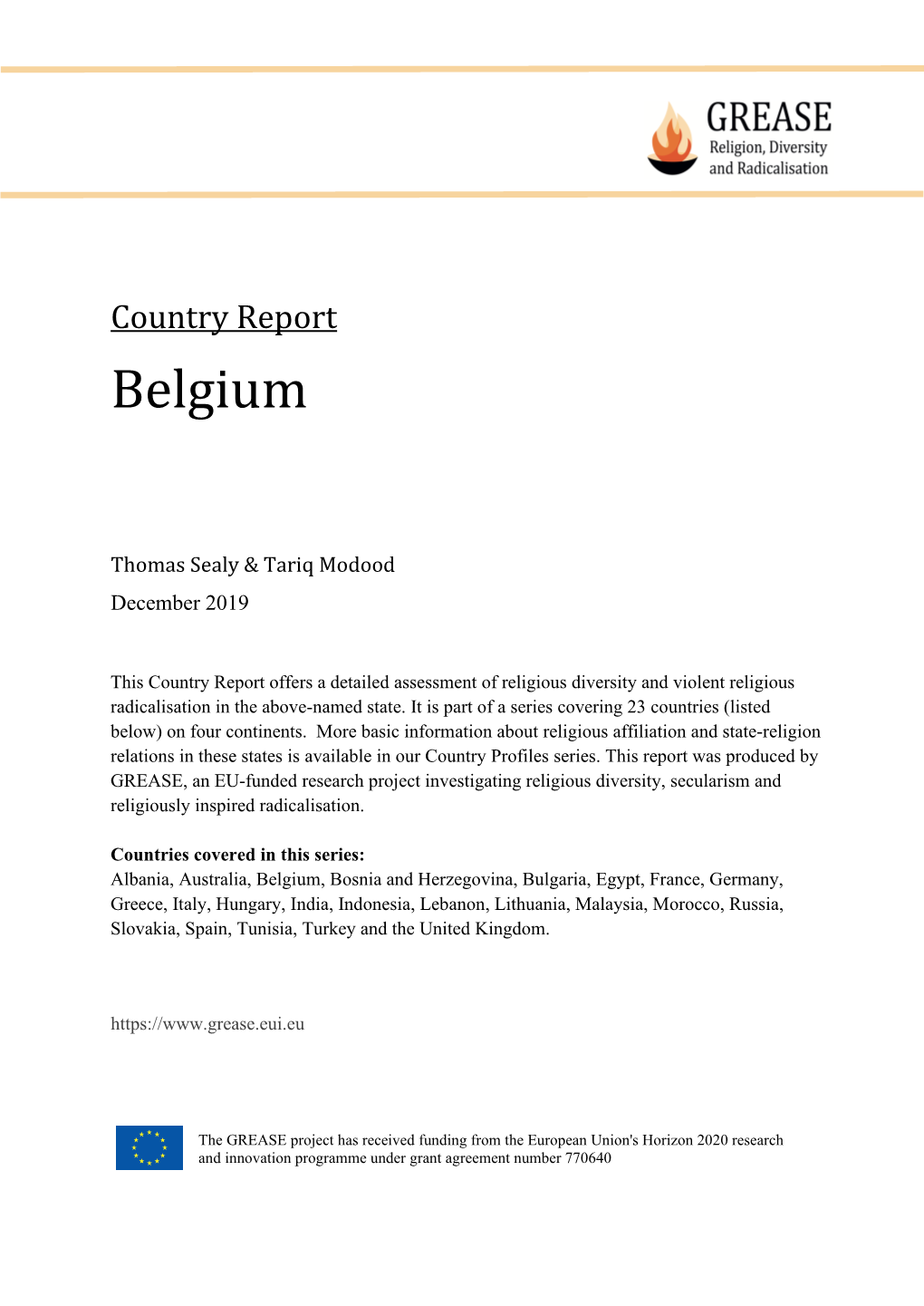 Country Report Belgium