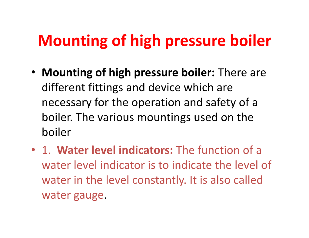 Mounting of High Pressure Boiler