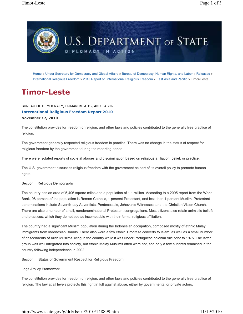 Timor-Leste Page 1 of 3