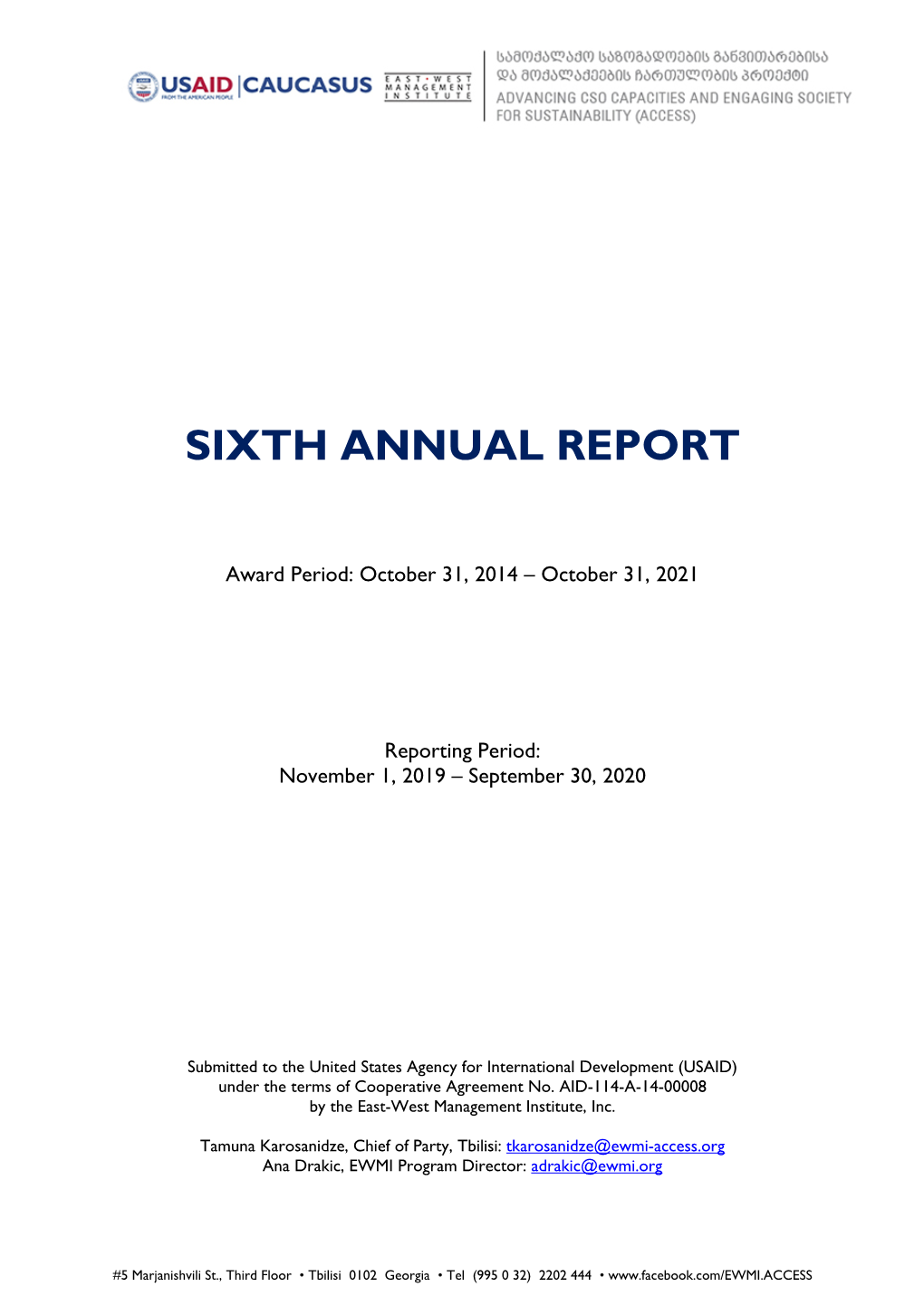 Sixth Annual Report