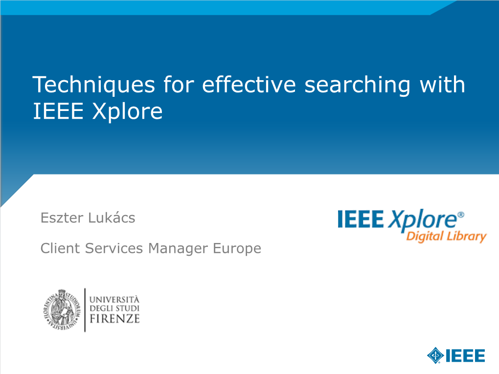 Techniques for Effective Searching with IEEE Xplore
