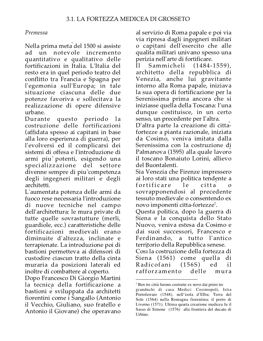 3.1. C. BORSARELLI, La Fortezza Medicea Di Grosseto, P. 19