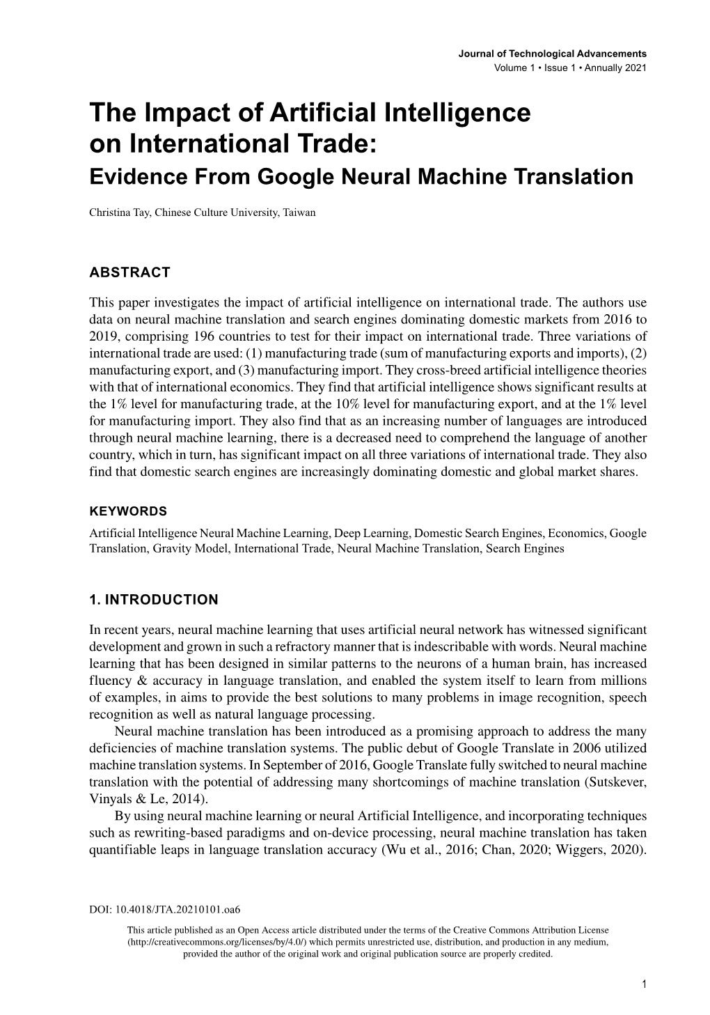 The Impact of Artificial Intelligence on International Trade: Evidence from Google Neural Machine Translation