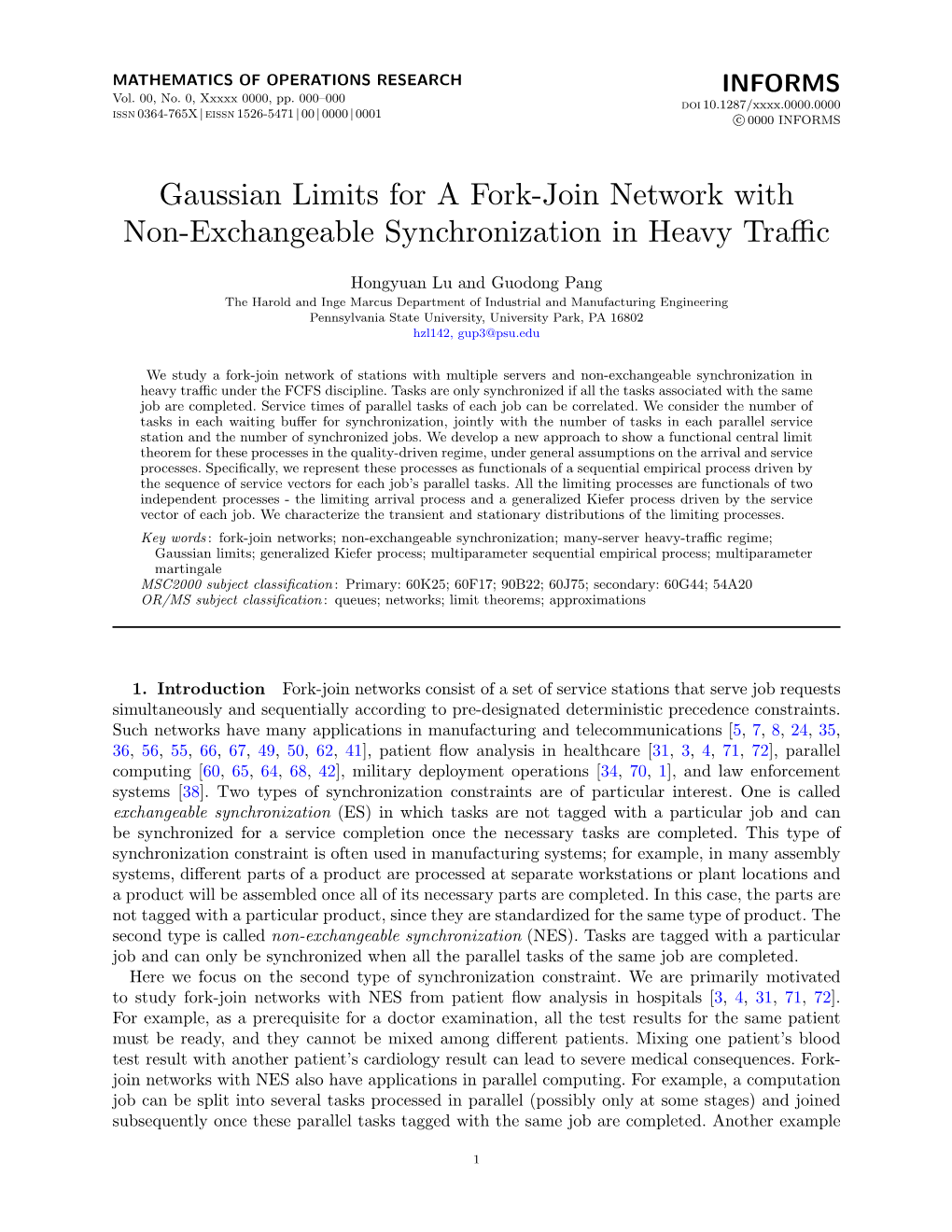 Gaussian Limits for a Fork-Join Network with Non-Exchangeable Synchronization in Heavy Traﬃc