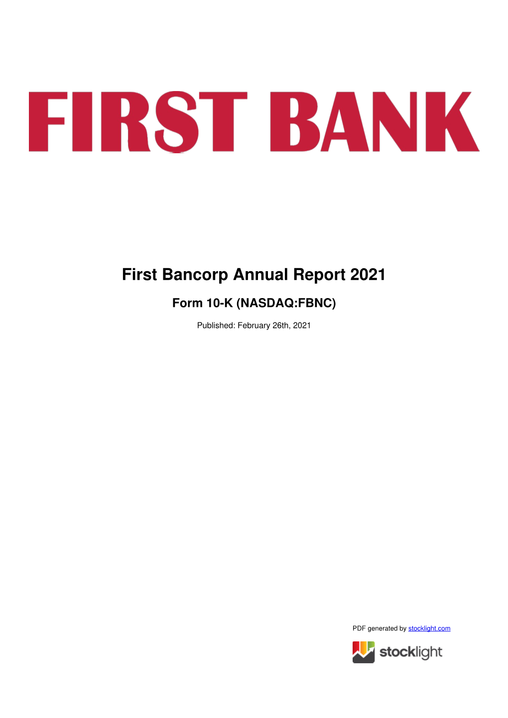 First Bancorp Annual Report 2021
