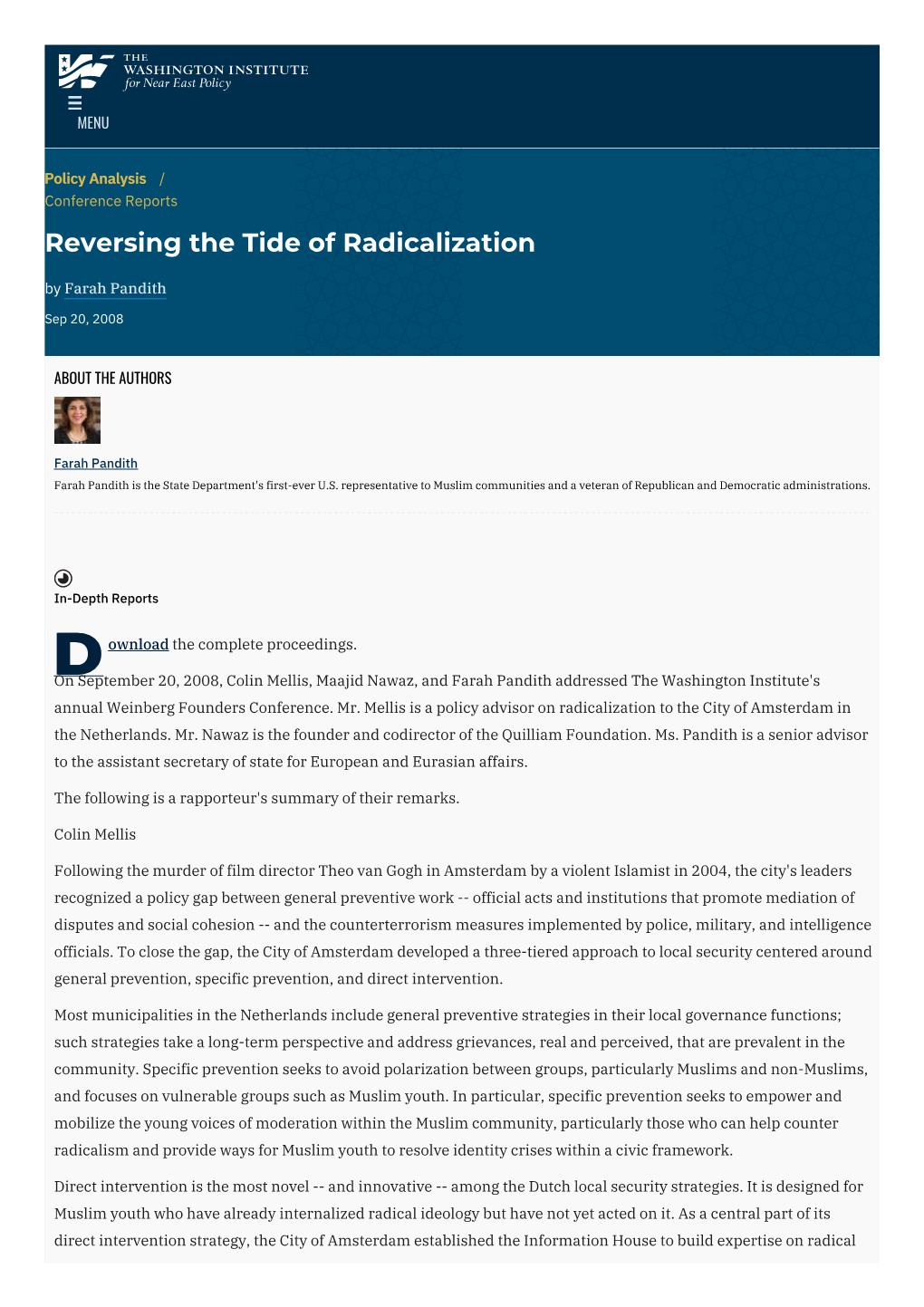 Reversing the Tide of Radicalization | the Washington Institute
