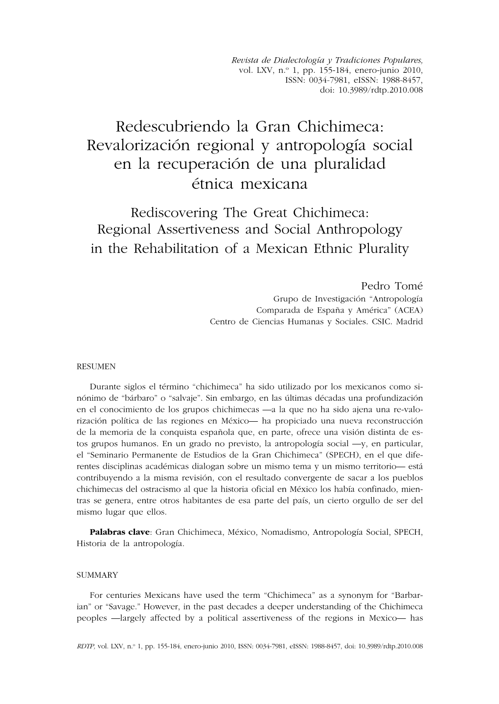 REDESCUBRIENDO LA GRAN CHICHIMECA:Revista De Revalorizacióndialectología Y Tradicionesregional