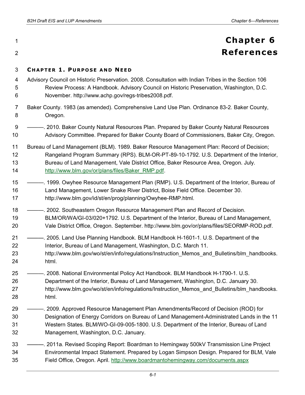 Draft Environmental Impact Statement and Land Use Plan Amendments for the Boardman to Hemingway Transmission Line Project: Chapt