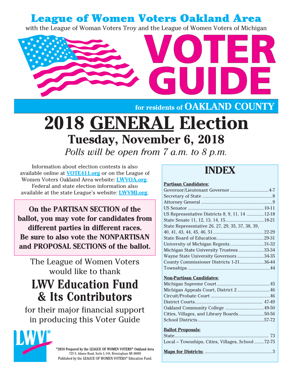 2018 General Election LWVOA Voter Guide