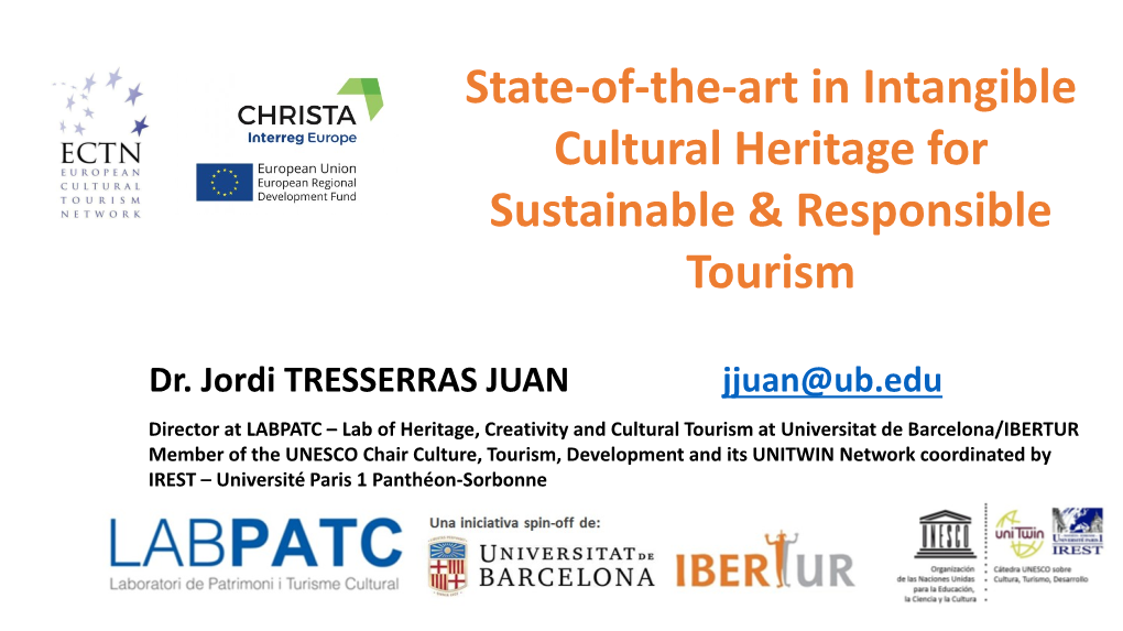 State-Of-The-Art in Intangible Cultural Heritage for Sustainable & Responsible Tourism