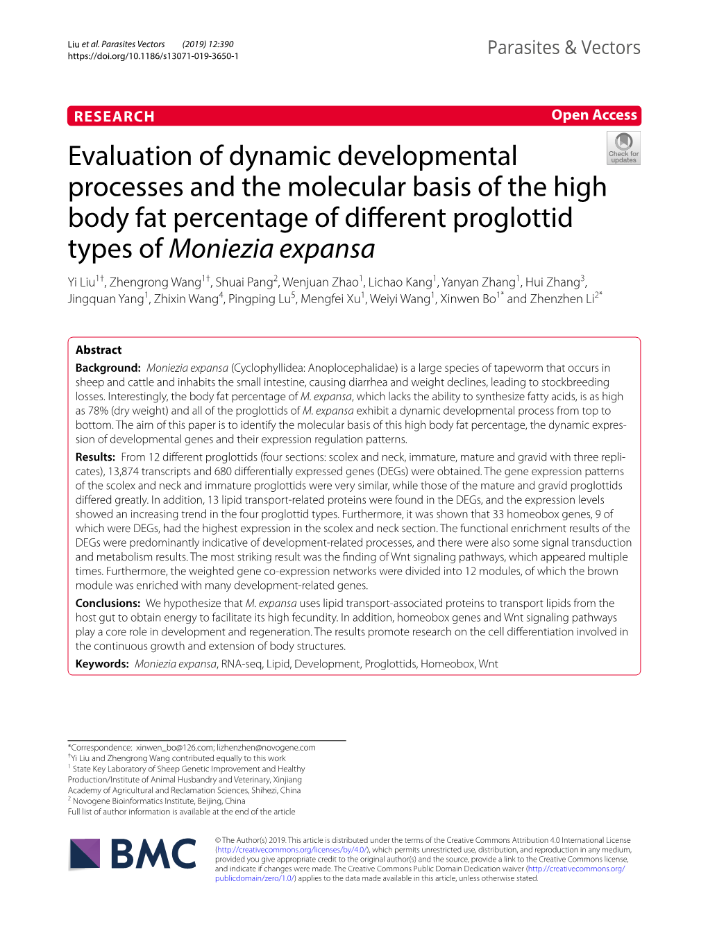 Evaluation of Dynamic Developmental Processes and the Molecular Basis of the High Body Fat Percentage of Different Proglottid Ty
