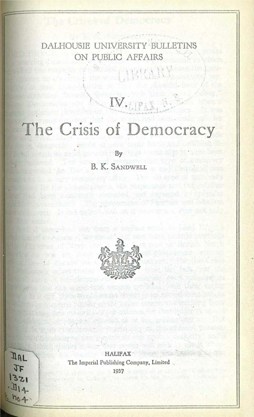 The Crisis of Democracy