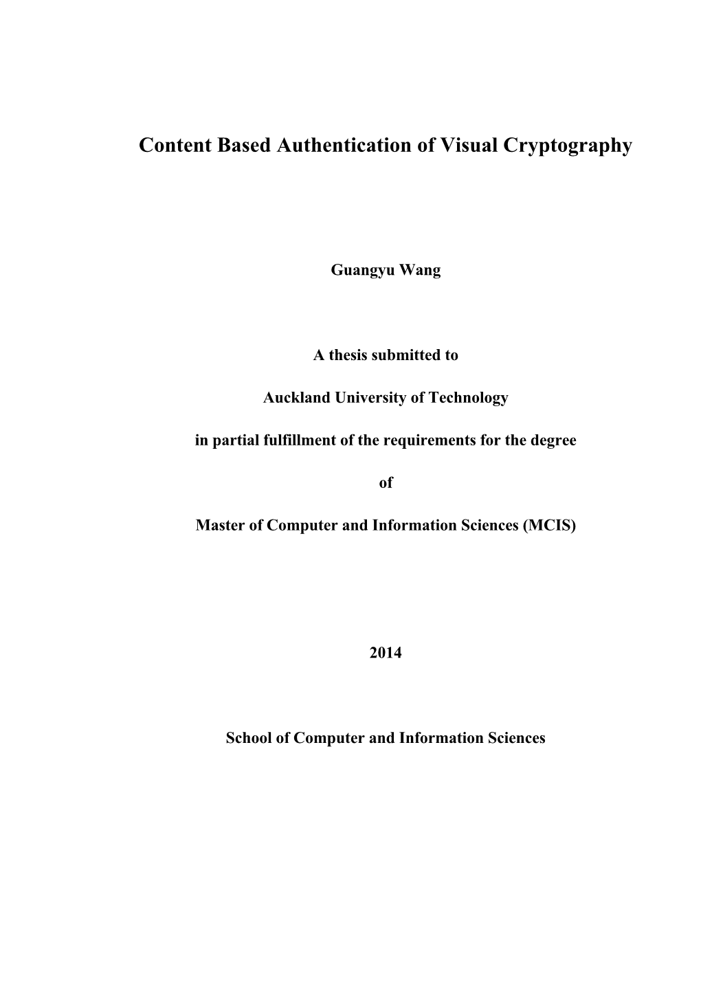 Content Based Authentication of Visual Cryptography